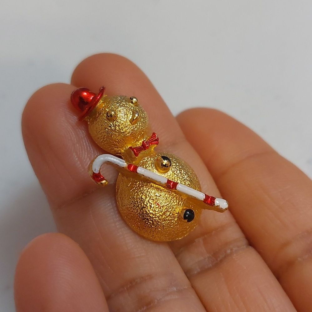 Vintage Gerry's Small Snowman Christmas Brooch Pin - Picture 2 of 4